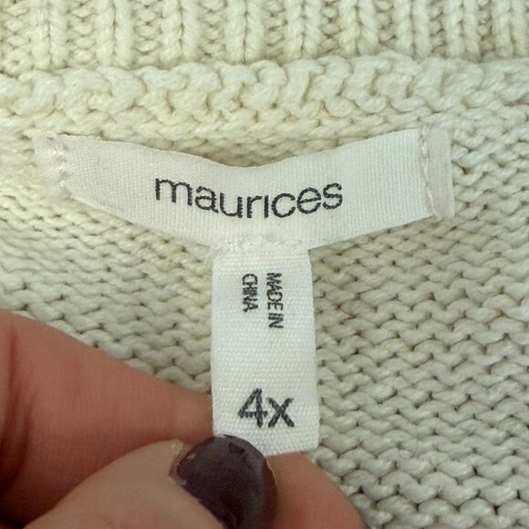 Maurices Striped Knit V-Neck Lace Up Collared Boat Sailor Sweater 4XL - Picture 3 of 12